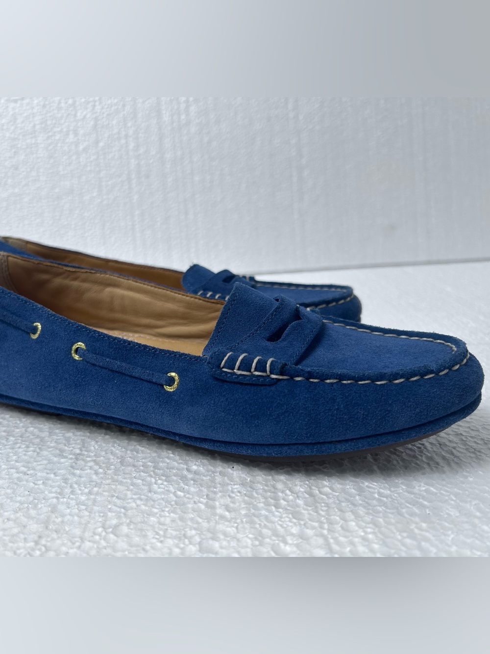 Sperry Navy Blue Suede Penny Loafers 8 - Picture 4 of 11